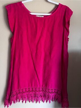 Terzo Millennio Pink Lace‑Trim Top – Made in Italy – Size S